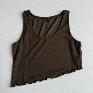 Tic Toc Green/Brown Asymmetrical Top